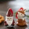 Fox & Santa dekorationshänge 2 delar, Röd-vit-brun