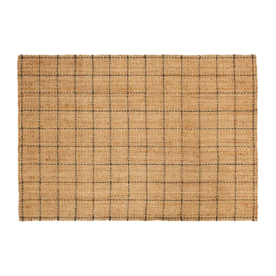 Freja jutematta rutig 160x230 cm, Natural-dark grey