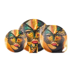 Golden Butterfly bricka Ø46 cm, Orange-black