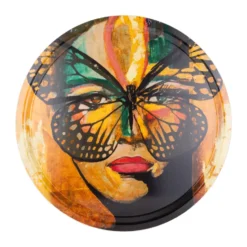 Golden Butterfly bricka Ø46 cm, Orange-black
