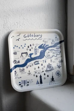 Gothenburg bricka 32x32 cm, White-Blue
