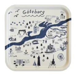 Gothenburg bricka 32x32 cm, White-Blue