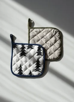 Gran quiltad grytlapp 21x21 cm, Vit-svart