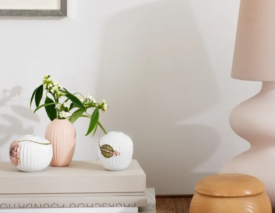 Hammershøi Poppy vas miniatyr 3 delar, Vit-dekor