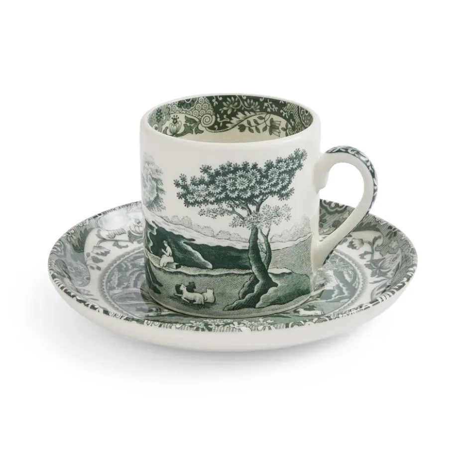 Heritage Green Italian kopp med fat, Grön, espresso, 9 cl
