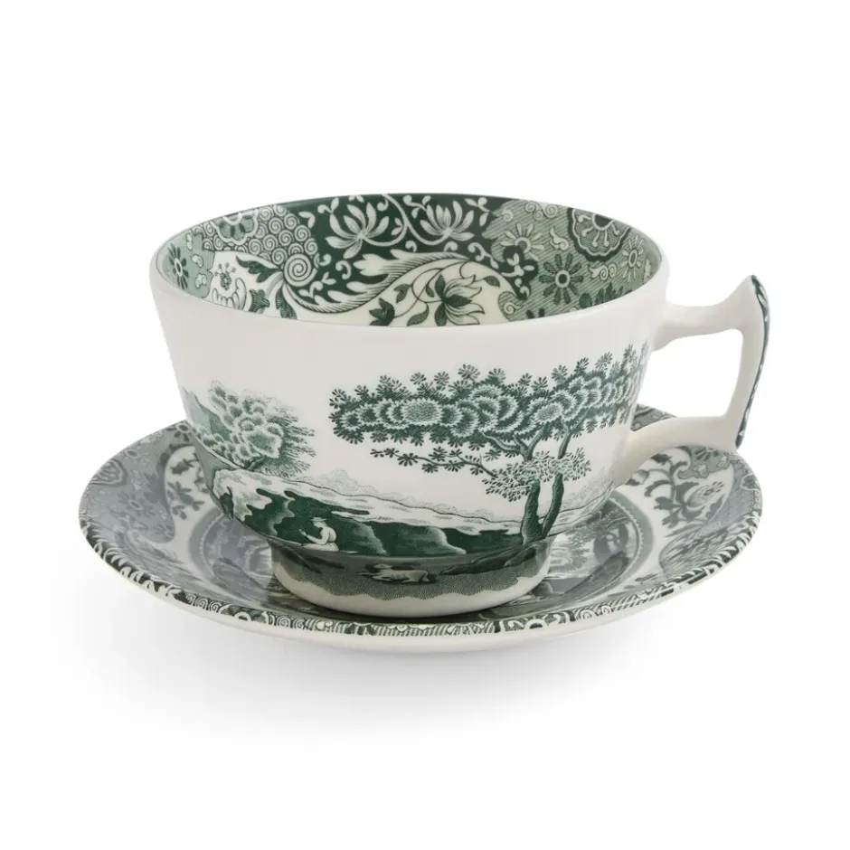 Heritage Green Italian kopp med fat, Grön, frukost, 0,28 L