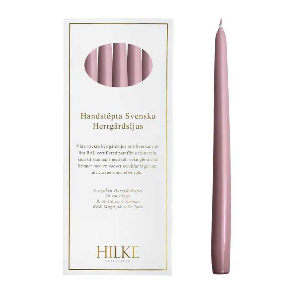 Herrgårdsljus 30 cm 6-pack, Rosa Metallic