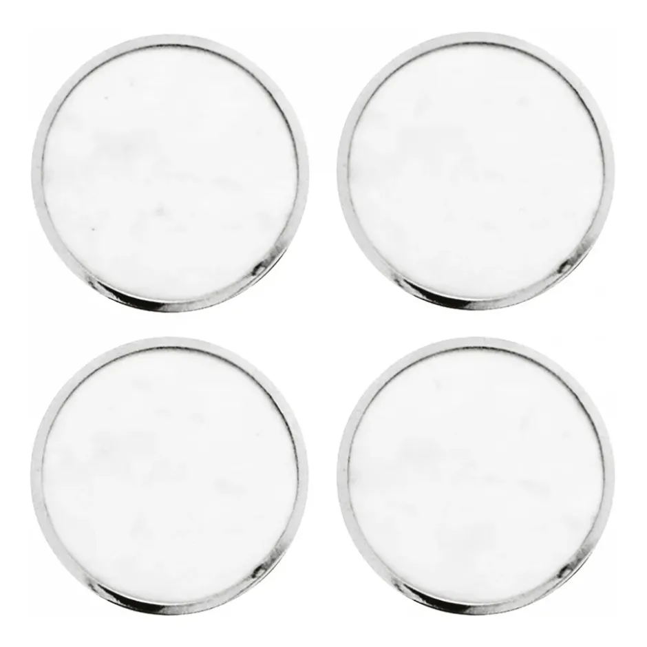 Hilke Collection glasunderlägg 4-pack, Vit marmor-förnicklad mässing