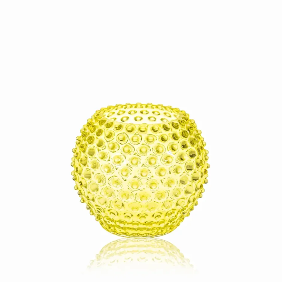 Hobnail Globe vas 18 cm, Citron