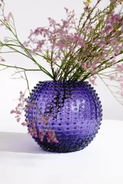 Hobnail Globe vas 24 cm, Indigo