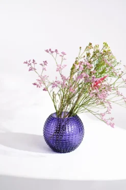 Hobnail Globe vas 24 cm, Indigo