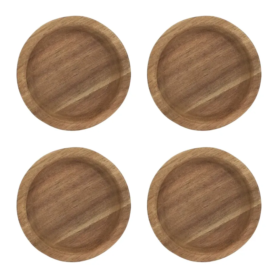 Hollow glasunderlägg Ø9 cm 4-pack, Akacia