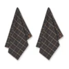Humdakin Recycled kökshandduk 45x70 cm 2-pack, Brown plaid