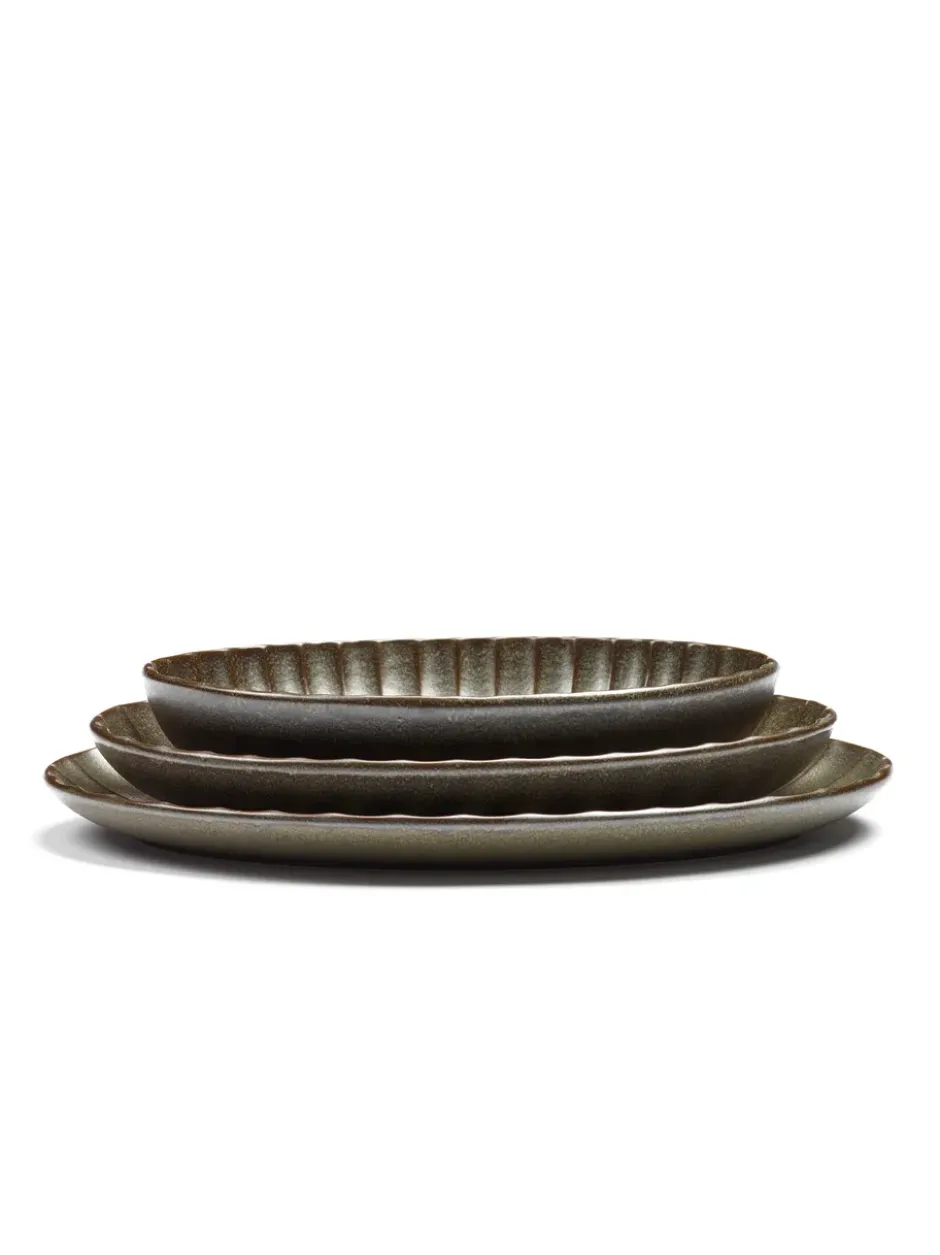 Inku oval serveringsskål S 13x19 cm, Green