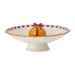 Jolly serveringsskål på fot Ø24 cm, Vit-röd