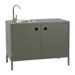 Kelia utekök bänkskåp med diskho, Nordic green, 121x90x64