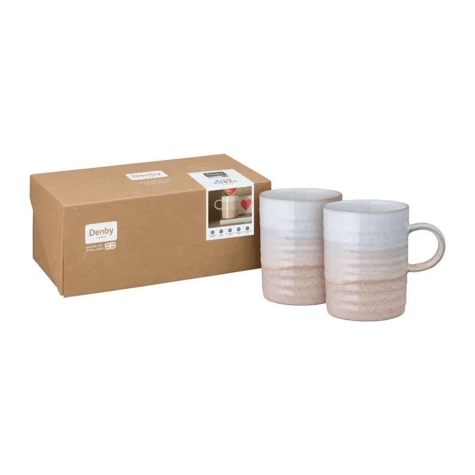 Kiln Coral räfflad mugg, Koral-beige, 2-pack