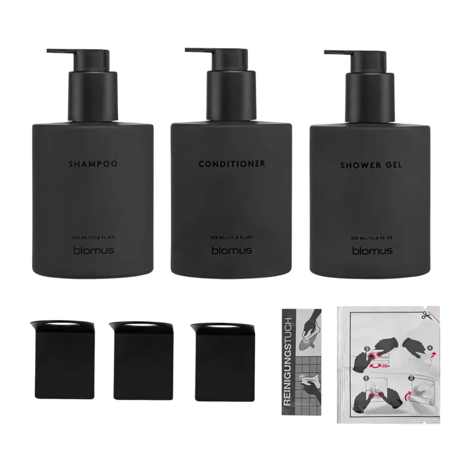 Kirei glasflaskor inkl vägghållare 3-pack, Smoke, limmonterad