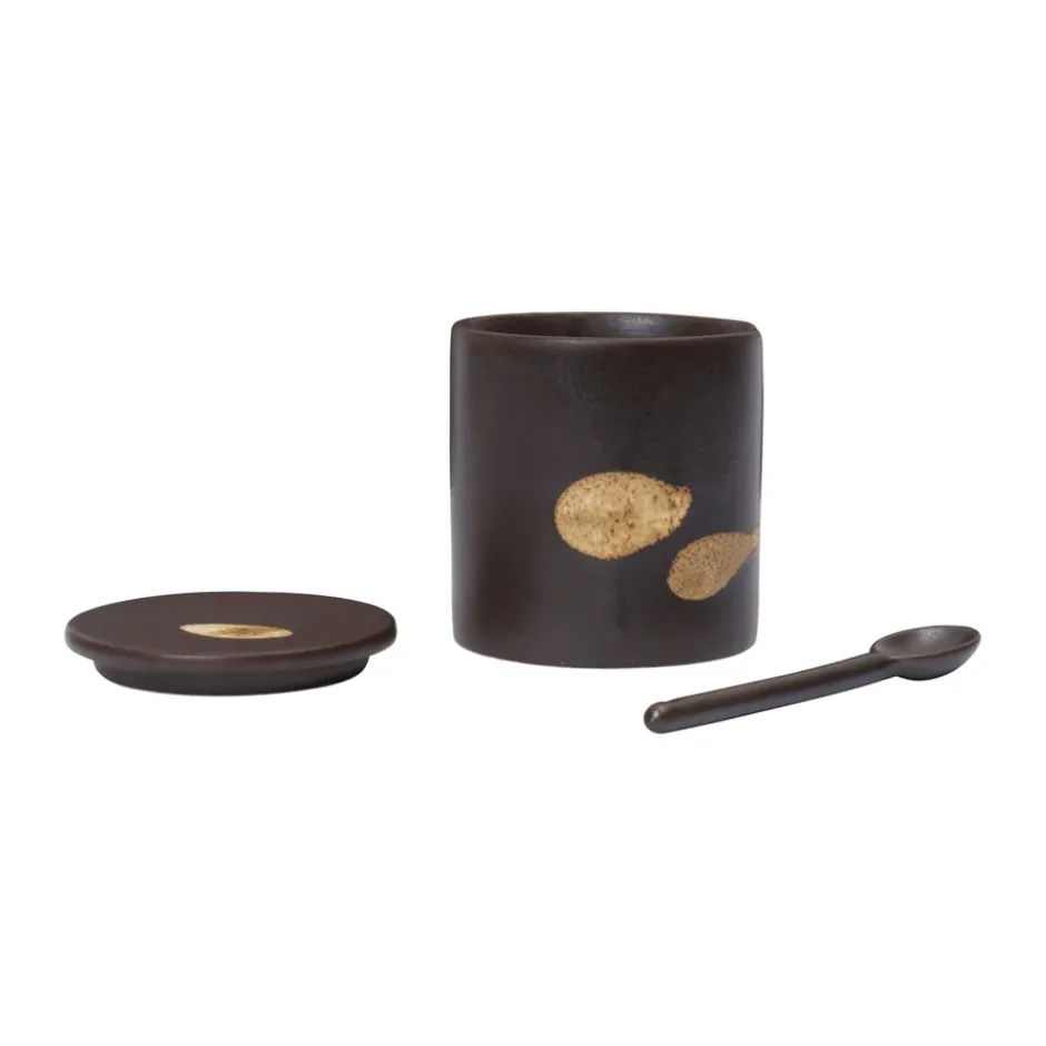 Koyo burk med sked, Dark brown-buff