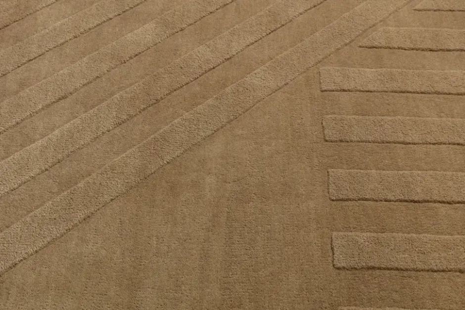 Levels Stripes ullmatta, Beige, 170x240 cm