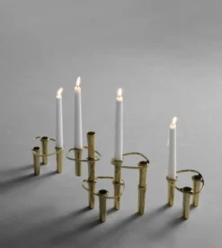 Lind Curve kombinerbar ljusstake 24K guldplätering, Double