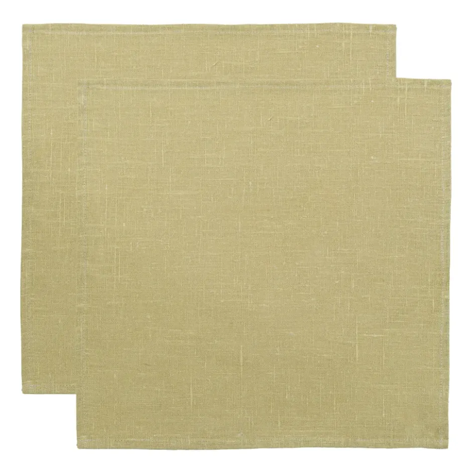Linne servett 45x45 cm 2-pack, Ljus Oliv