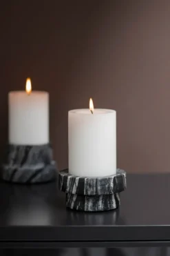 Marble ljusstake för blockljus 5 cm, Svart-grå