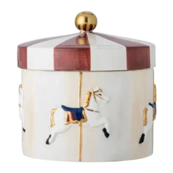 Merry-go-round burk med lock Ø19,5x20,5 cm, Röd-vit