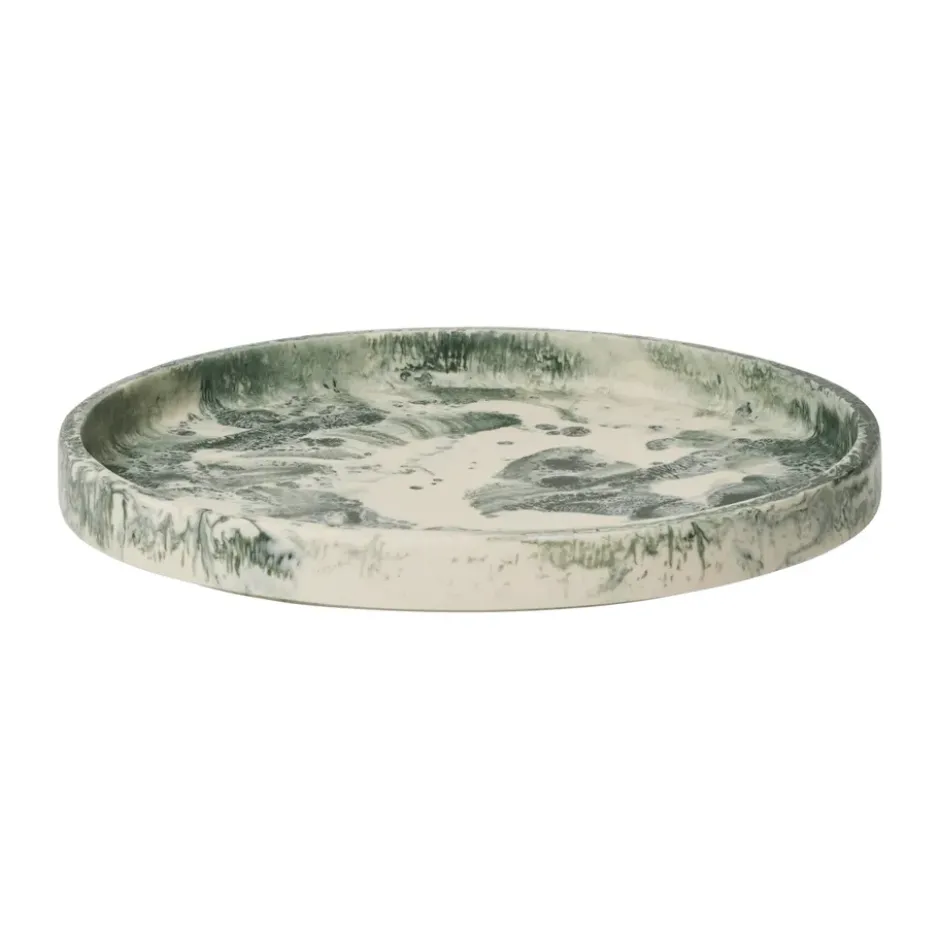 Mist dekorationsbricka Ø30 cm, Emerald-off-white