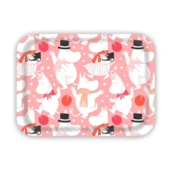 Moomin celebration bricka 27x20 cm, Vit-rosa