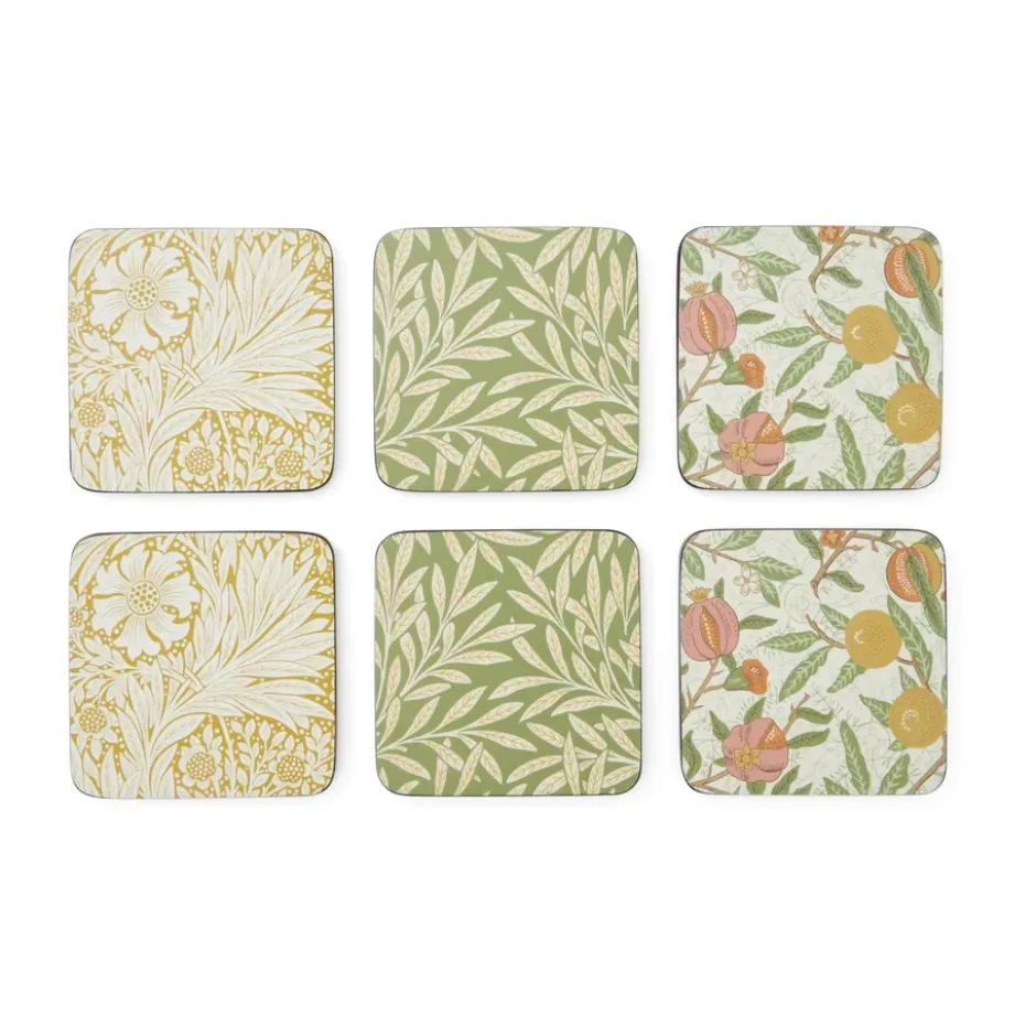 Morris & Co Simpley mixed glasunderlägg 6 delar, Fruit, Willow, Marigold