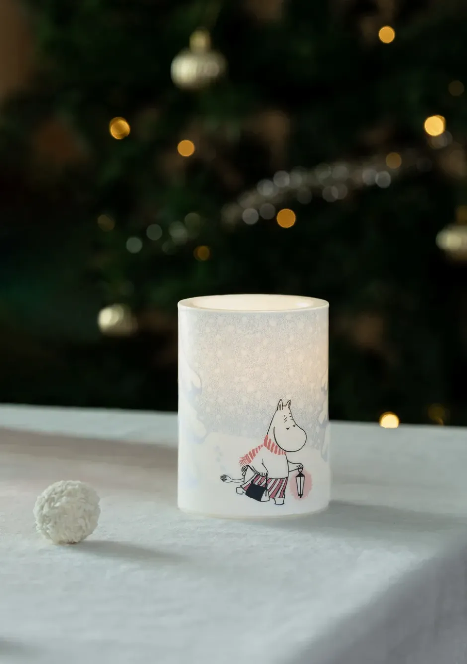 Mumin blockljus LED 10 cm, Let it snow