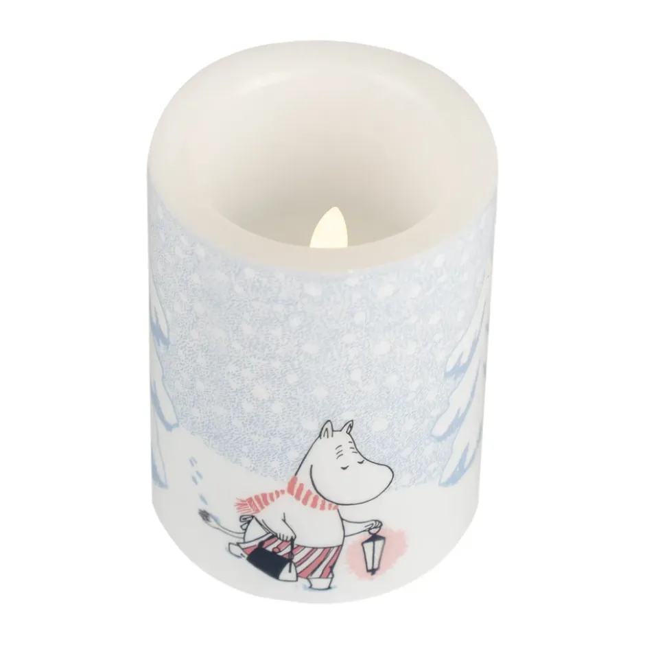 Mumin blockljus LED 10 cm, Let it snow