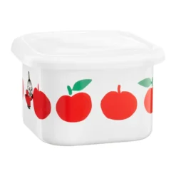 Mumin emaljburk med lock 0,67 L, Joyfull Apples-röd