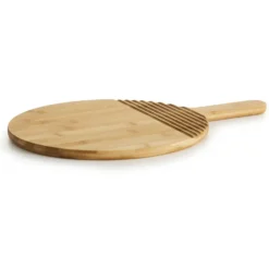 Nature rund skärbräda bambu med handtag, Ø30 cm