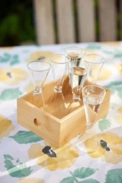 Nature snapsglas i bambubox 6-pack 4 cl, Bambu-klar