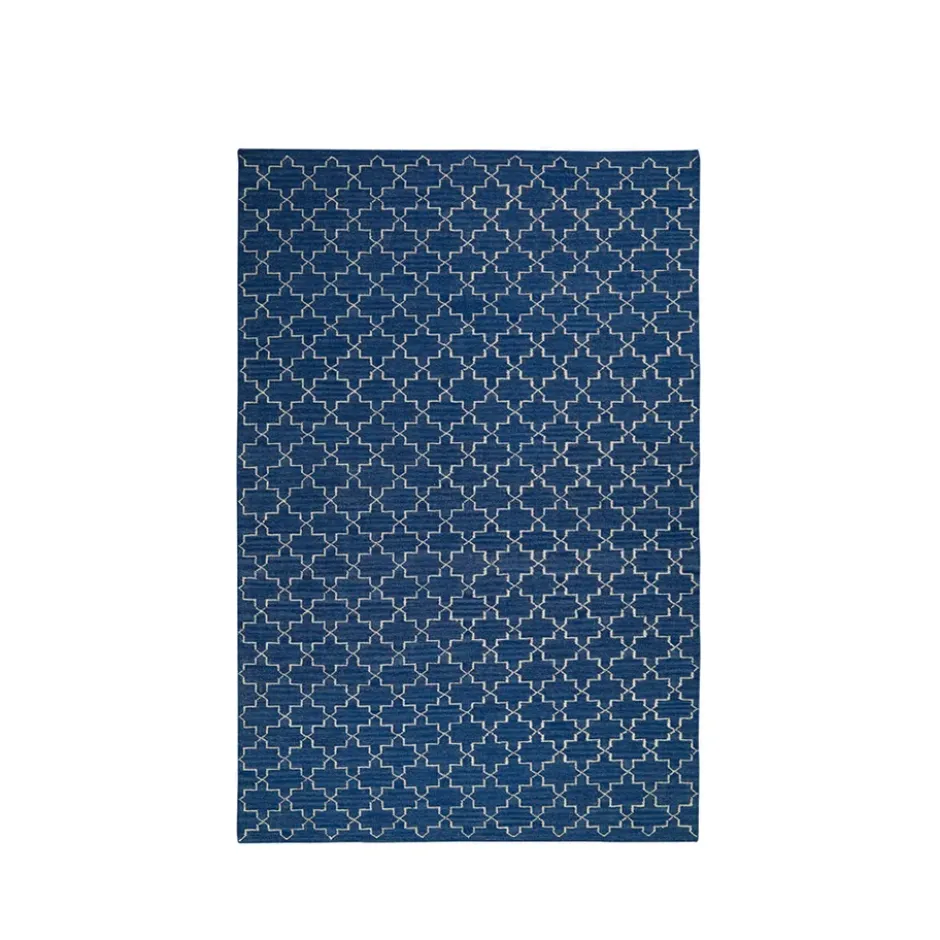 New Geometric matta, indigo melange/off white, 180x272 cm