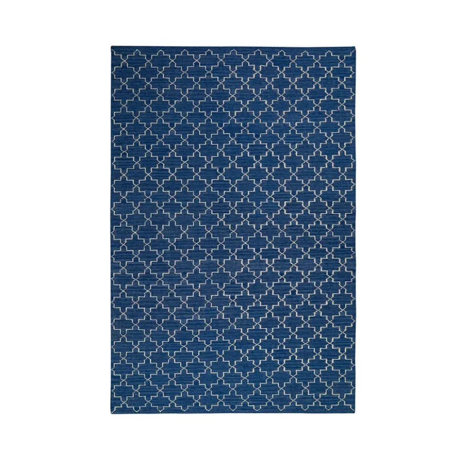 New Geometric matta, indigo melange/off white, 234x323 cm