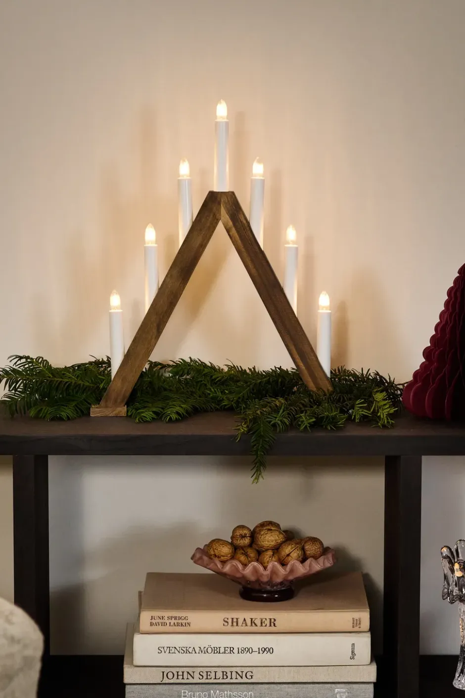 Nord adventsljusstake 40 cm, Mörkbetsad