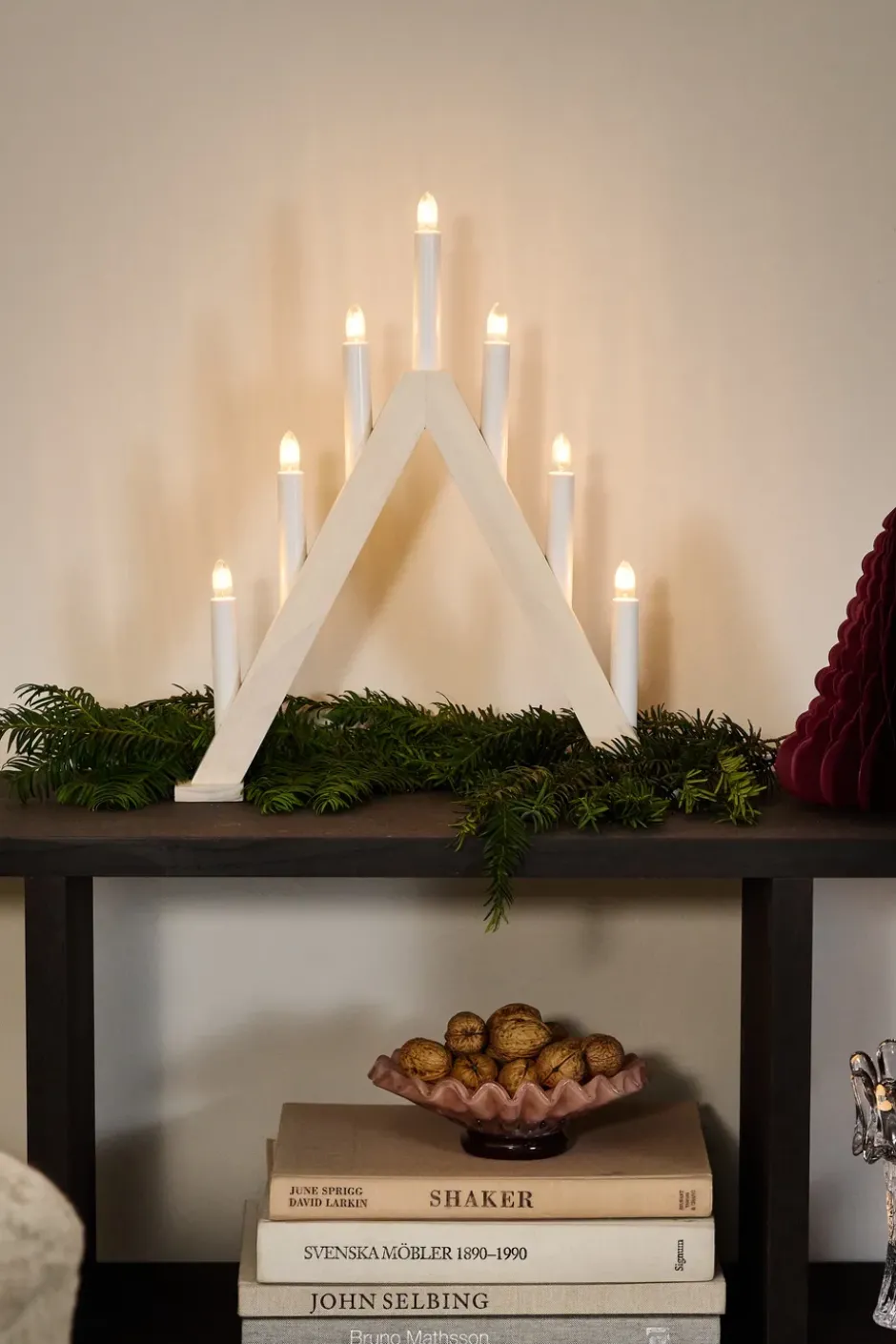 Nord adventsljusstake 40 cm, Vitlaserad