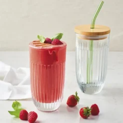 Ouessant smoothieglas med lock och sugrör 43 cl, Transparent