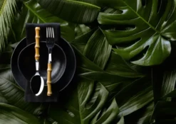 Panda matsked, Rostfritt stål-bambu