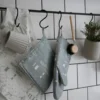 Picknick kökshandduk, Vit-gröngrå
