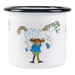 Pippi och Lilla gubben emaljmugg 2,5 dl, Vit