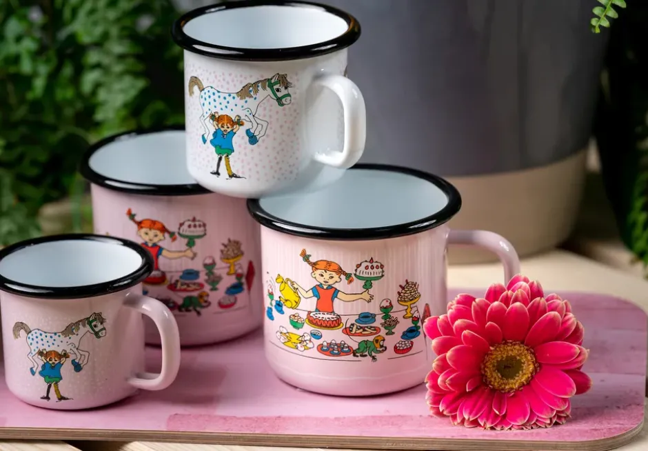 Pippis födelsedag emaljmugg 3,7 dl, Rosa