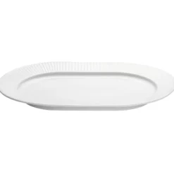 Plissé serveringsfat ovalt, Vit