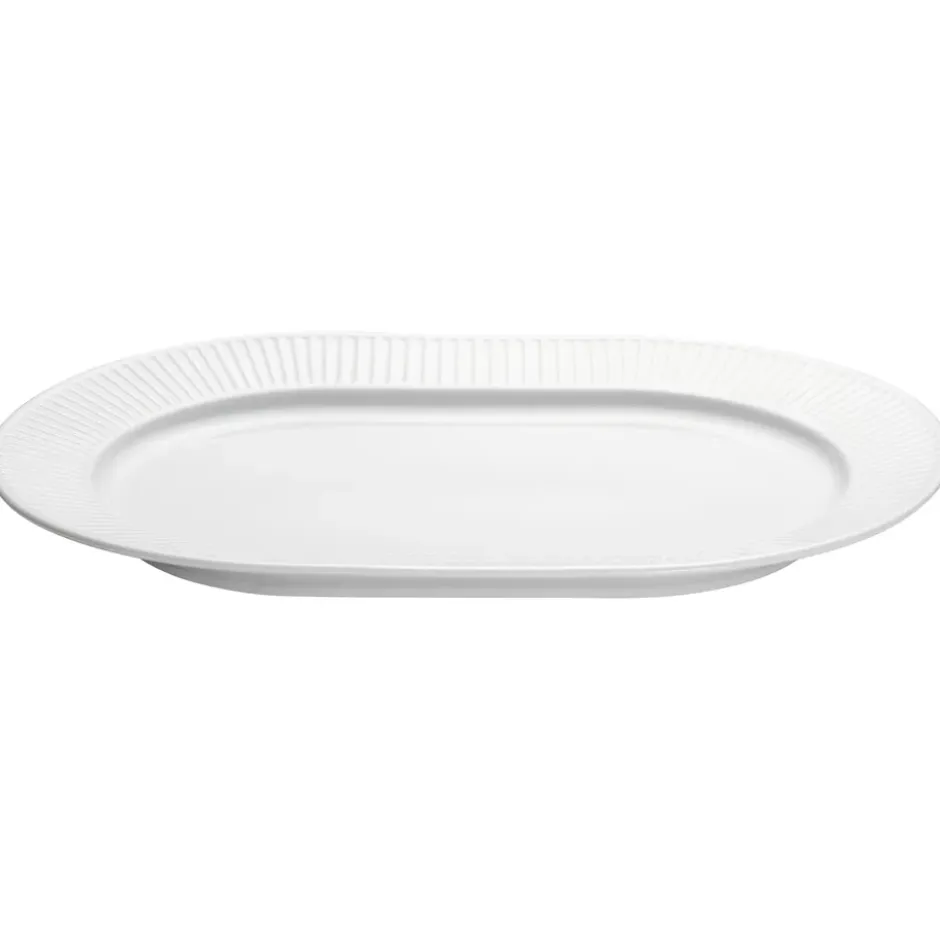Plissé serveringsfat ovalt, Vit
