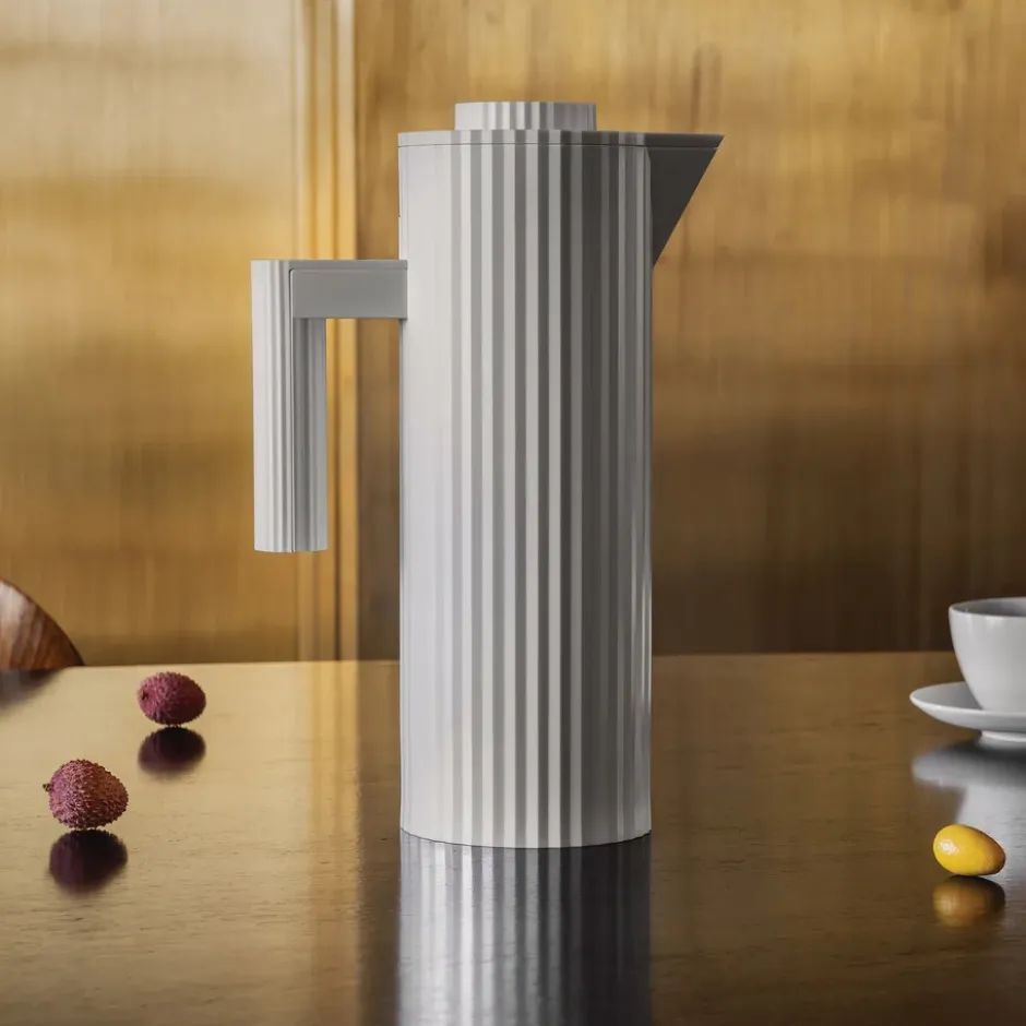 Plissé termoskanna 1 L, Vit