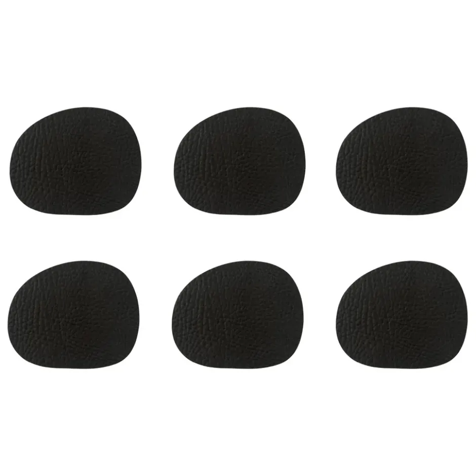 Raw glasunderlägg läder 6-pack, Black buffalo (svart)