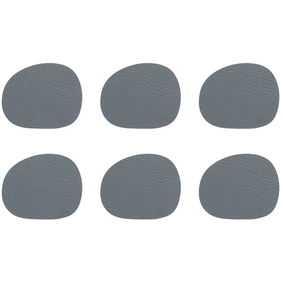 Raw glasunderlägg läder 6-pack, Grey buffalo (grå)